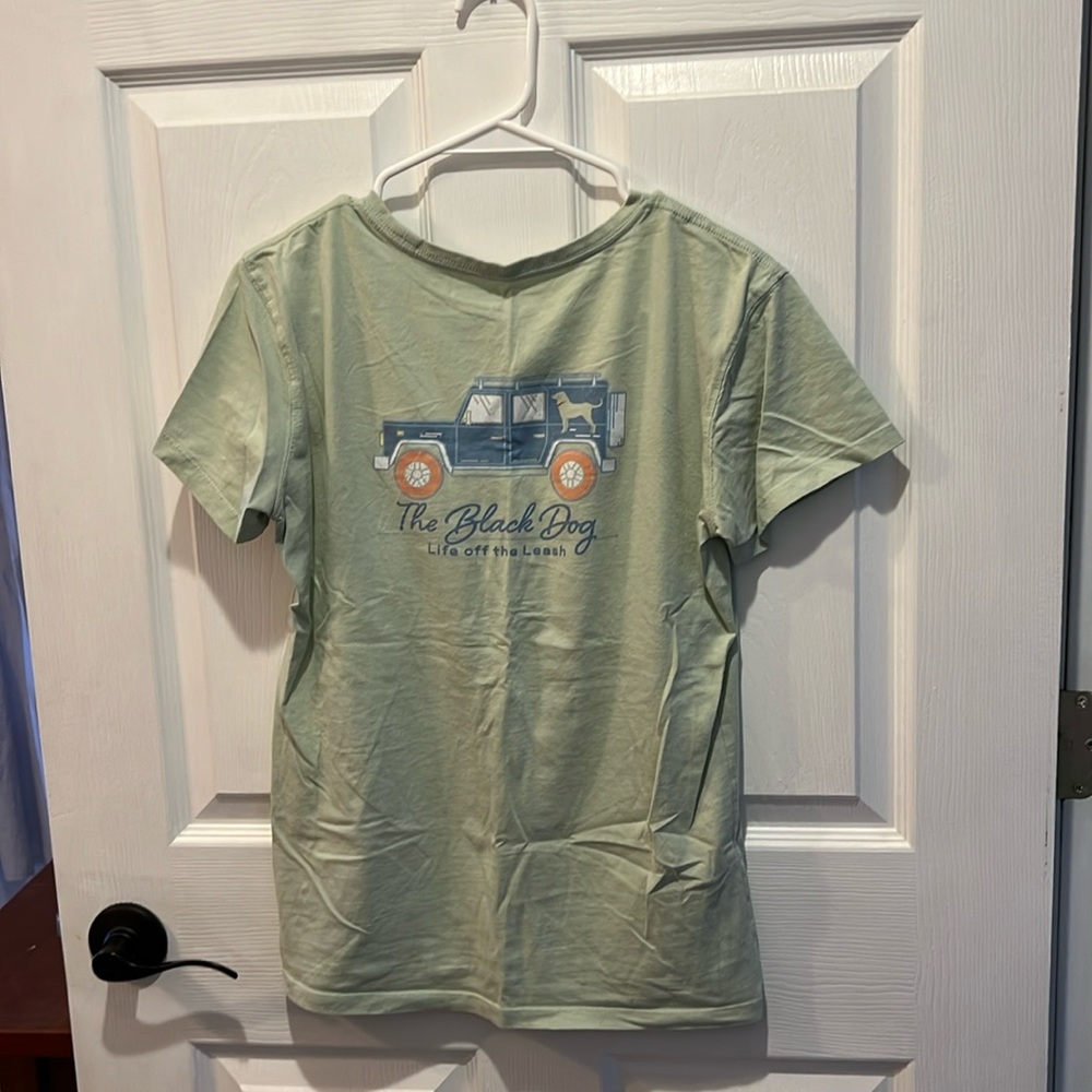 Womens Green Black Dog T-shirt